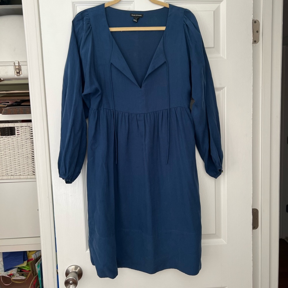 Club Monaco Blue Long Sleeve Peasant Mini Dress Size 6